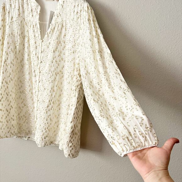 Soft Surroundings Mila Gold Metallic Leopard‎ Blouse Women’s Plus Size 3X NEW - Picture 3 of 11